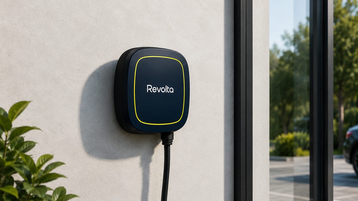 Punto de recarga doméstico para vehículo eléctrico junto a una vivienda