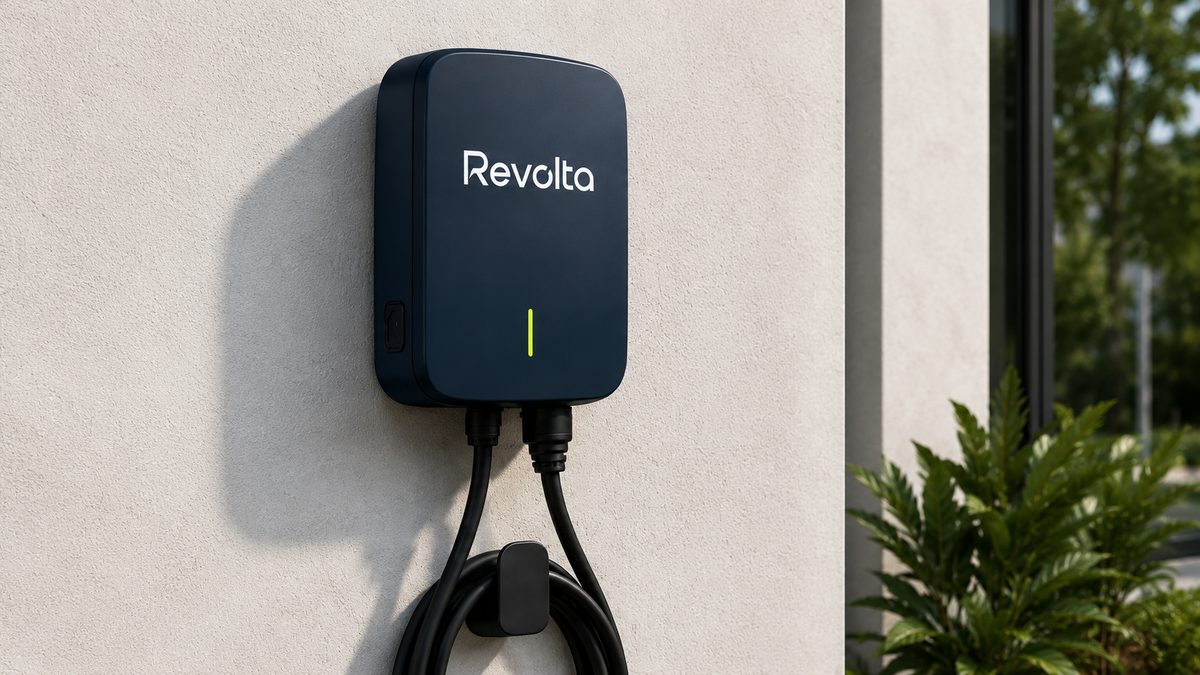 Wallbox de recarga para empresas instalado en una fachada